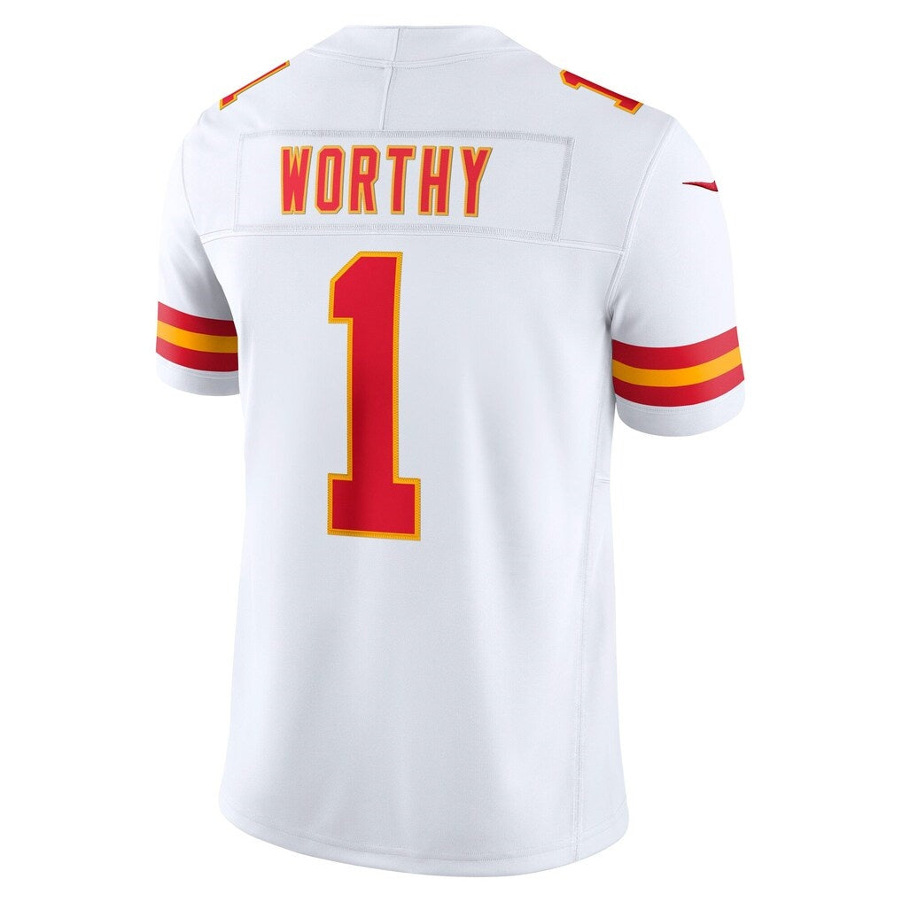 KC.Chiefs #1 Xavier Worthy White Vapor F.U.S.E. Stitched Limited Jersey THAAM