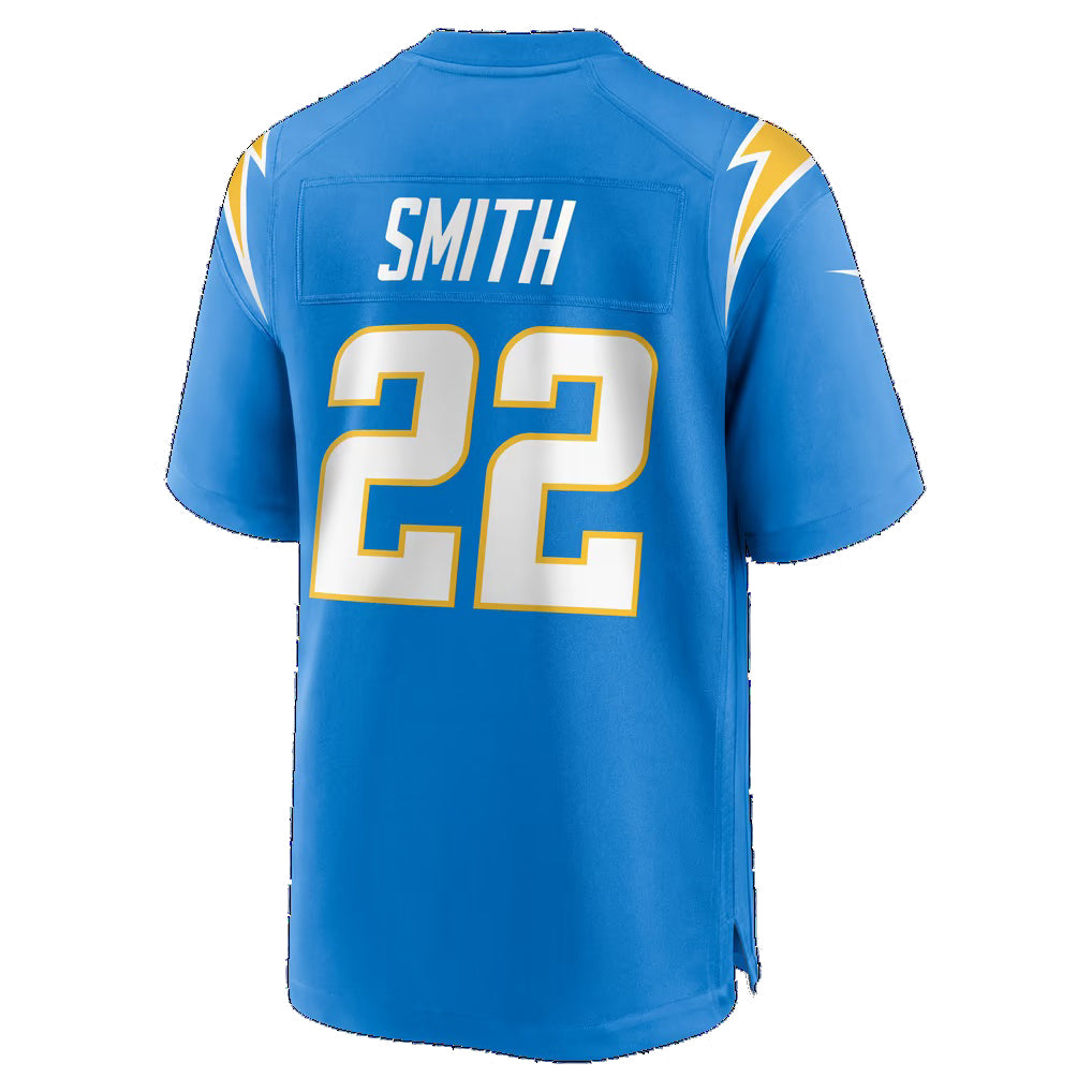 LA.Chargers #22 Genesis Smith Powder Blue Team Game Football jersey Thaam