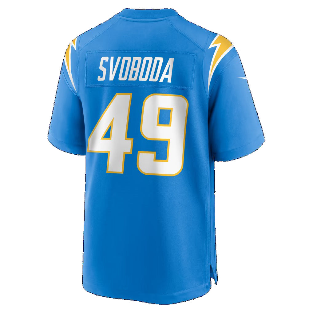 LA.Chargers #49 Evan Svoboda Powder Blue Team Game Football jersey Thaam