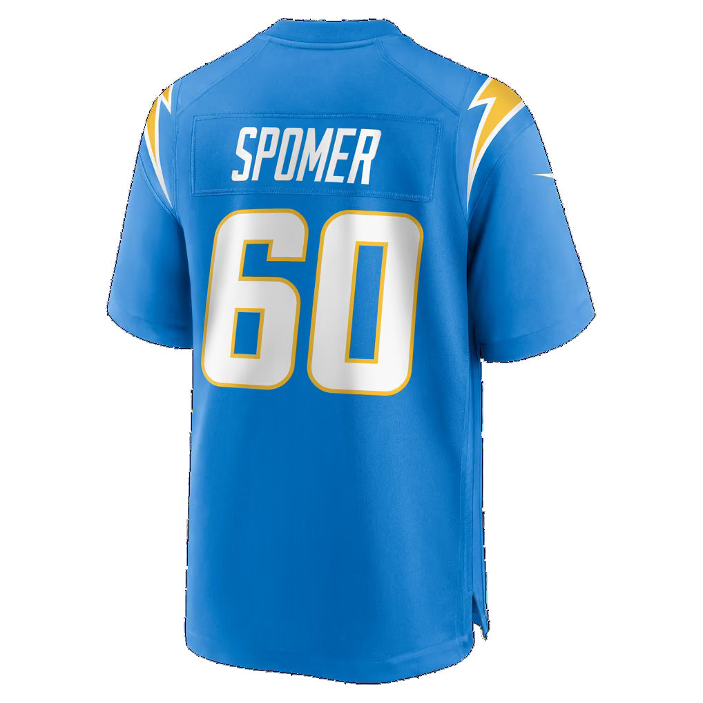 LA.Chargers #60 Jacob Spomer Powder Blue Team Game Football jersey Thaam
