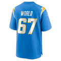 LA.Chargers #67 Isaiah World Powder Blue Team Game Football jersey Thaam