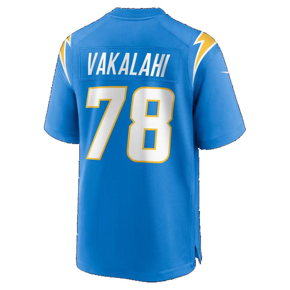 LA.Chargers #78 Laekin Vakalahi Powder Blue Team Game Football jersey Thaam