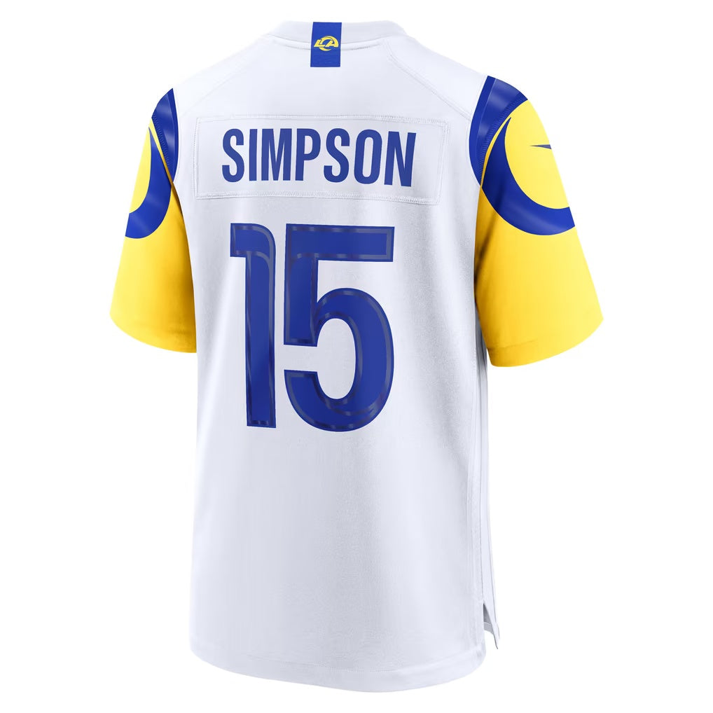LA.Rams #15 Ty Simpson White Game Football jersey Thaam