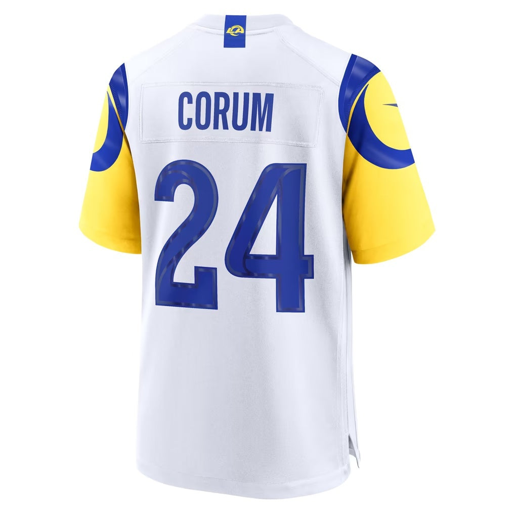 LA.Rams #24 Blake Corum White Game Football jersey Thaam