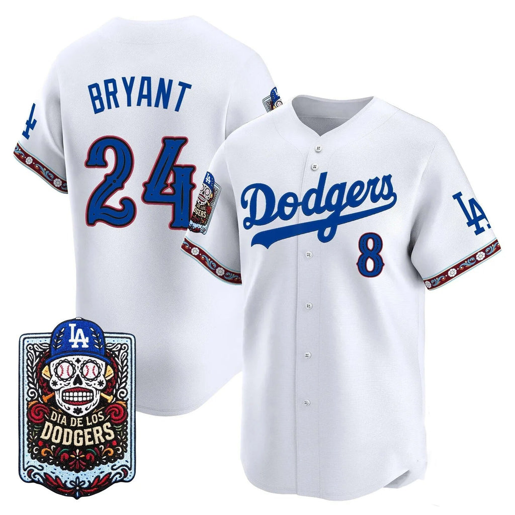 Los Angeles Dodgers Front #8 Back #24 Kobe Bryant x Dia De Los Muertos White 2026 Baseball jersey Thaam
