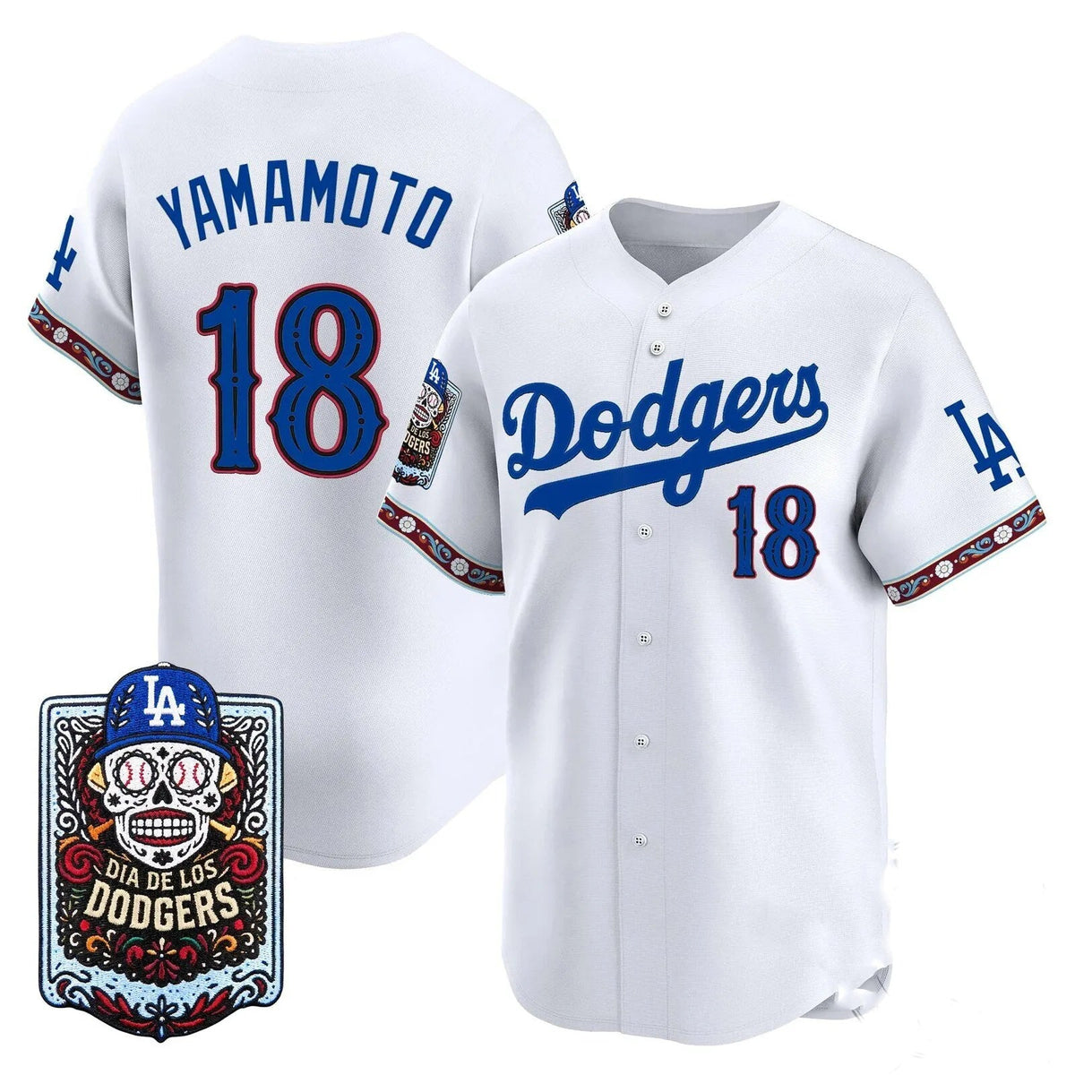 Los Angeles Dodgers #18 Yoshinobu Yamamoto x Dia De Los Muertos White 2026 Baseball jersey Thaam