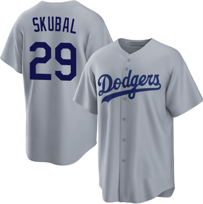 Los Angeles Dodgers #29 Tarik Skubal Gray Cool Base Stitched Jersey THAAM