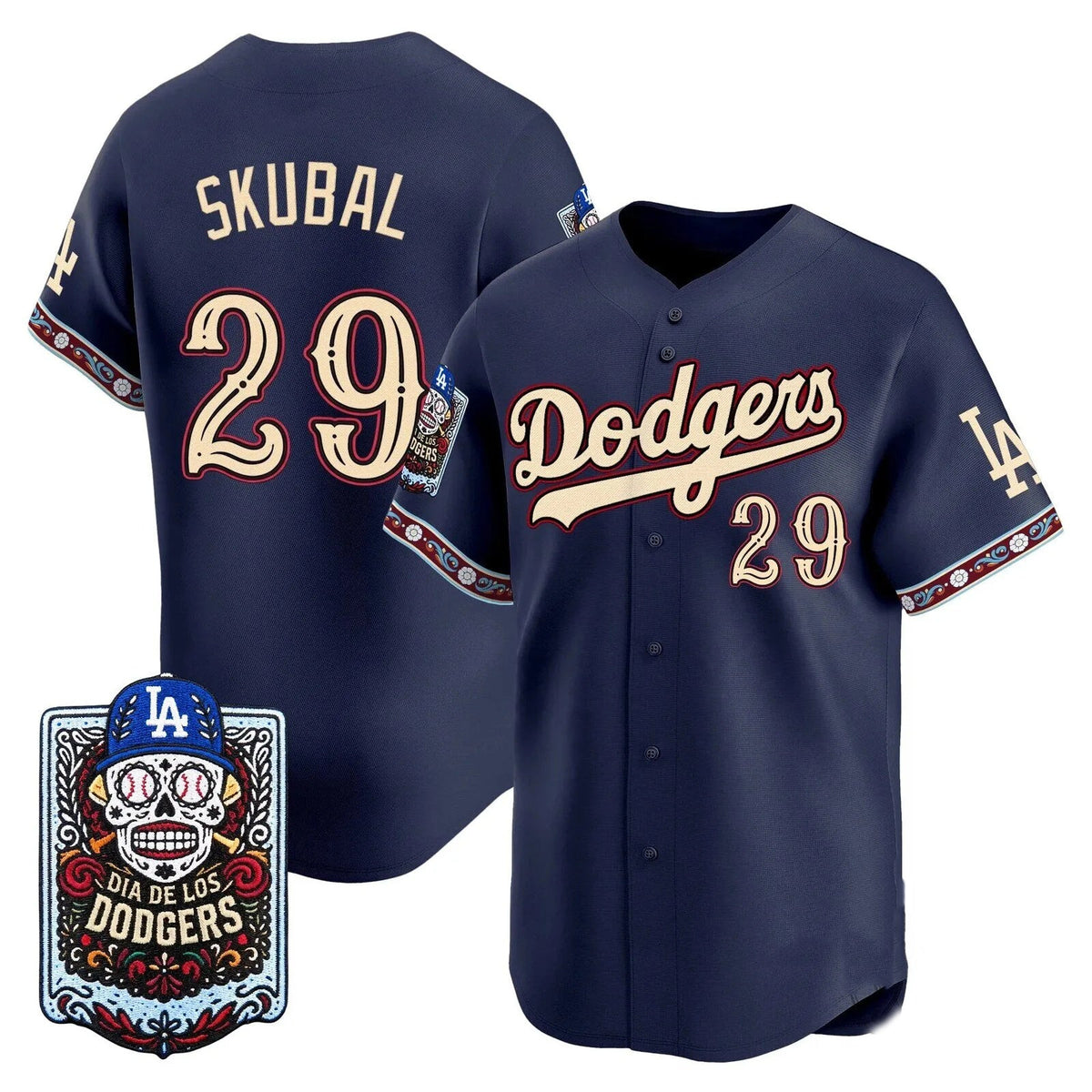 Los Angeles Dodgers #29 Tarik Skubal x Dia De Los Muertos Navy 2026 Baseball jersey Thaam