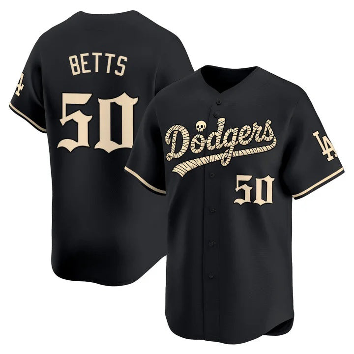 Los Angeles Dodgers #50 Mookie Betts Black 'Halloween Mummy Edition' Premier Limited - Stitched Baseball jersey Thaam