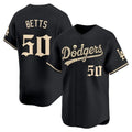 Los Angeles Dodgers #50 Mookie Betts Black 'Halloween Mummy Edition' Premier Limited - Stitched Baseball jersey Thaam