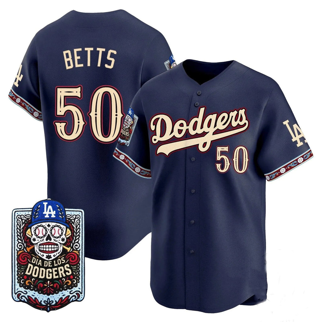 Los Angeles Dodgers #50 Mookie Betts x Dia De Los Muertos Navy 2026 Baseball jersey Thaam