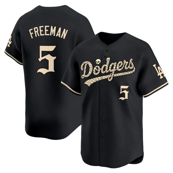 Los Angeles Dodgers #5 Freddie Freeman Black 'Halloween Mummy Edition' Premier Limited - Stitched Baseball jersey Thaam