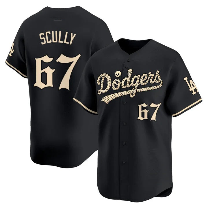 Los Angeles Dodgers #67 Vin Scully Black 'Halloween Mummy Edition' Premier Limited - Stitched Baseball jersey Thaam