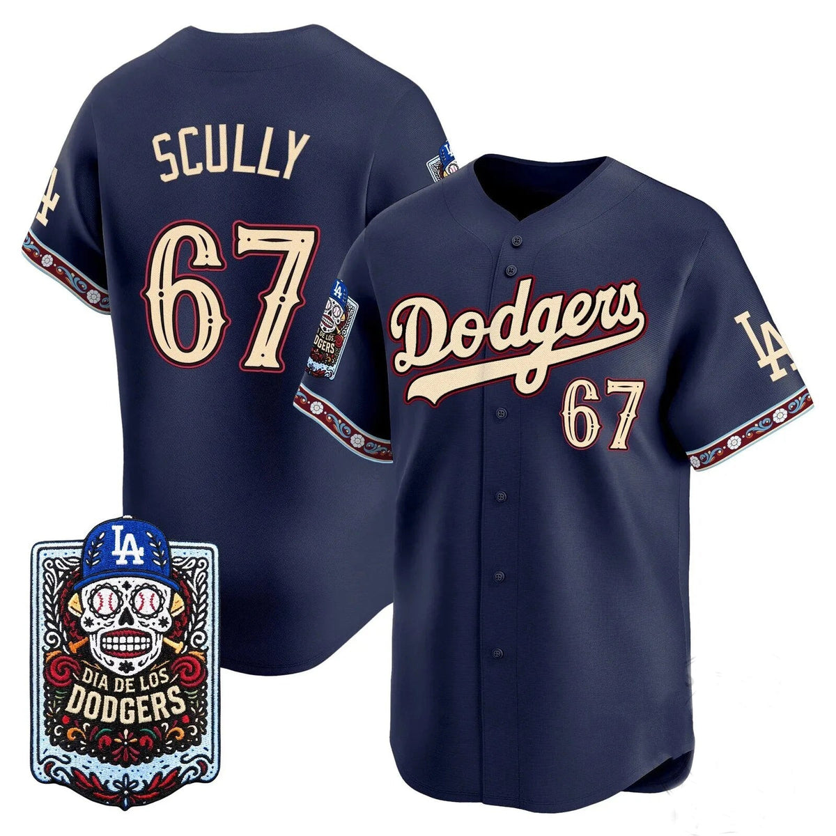 Los Angeles Dodgers #67 Vin Scully x Dia De Los Muertos Navy 2026 Baseball jersey Thaam