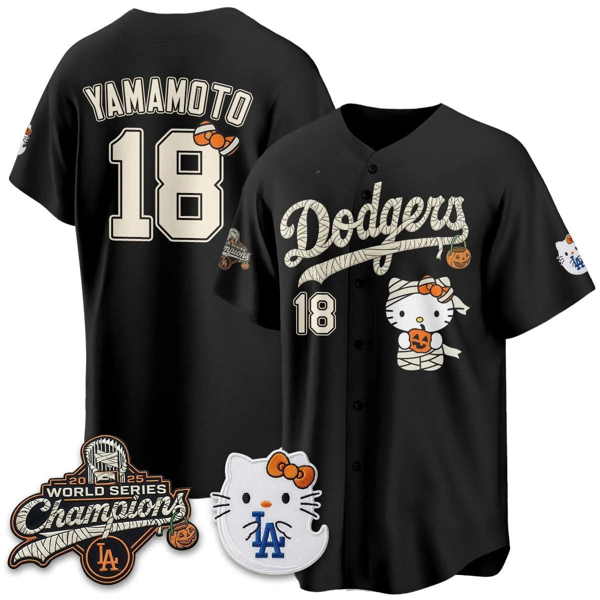 Los Angeles Dodgers #18 Yoshinobu Yamamoto Black Thaam Halloween 2026 Vapor V2 Stitched Jersey