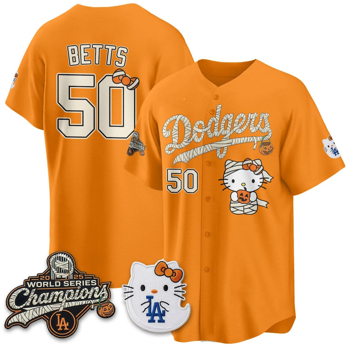 Los Angeles Dodgers #50 Mookie Betts Orange Thaam Halloween 2026 Vapor V2 Stitched Jersey