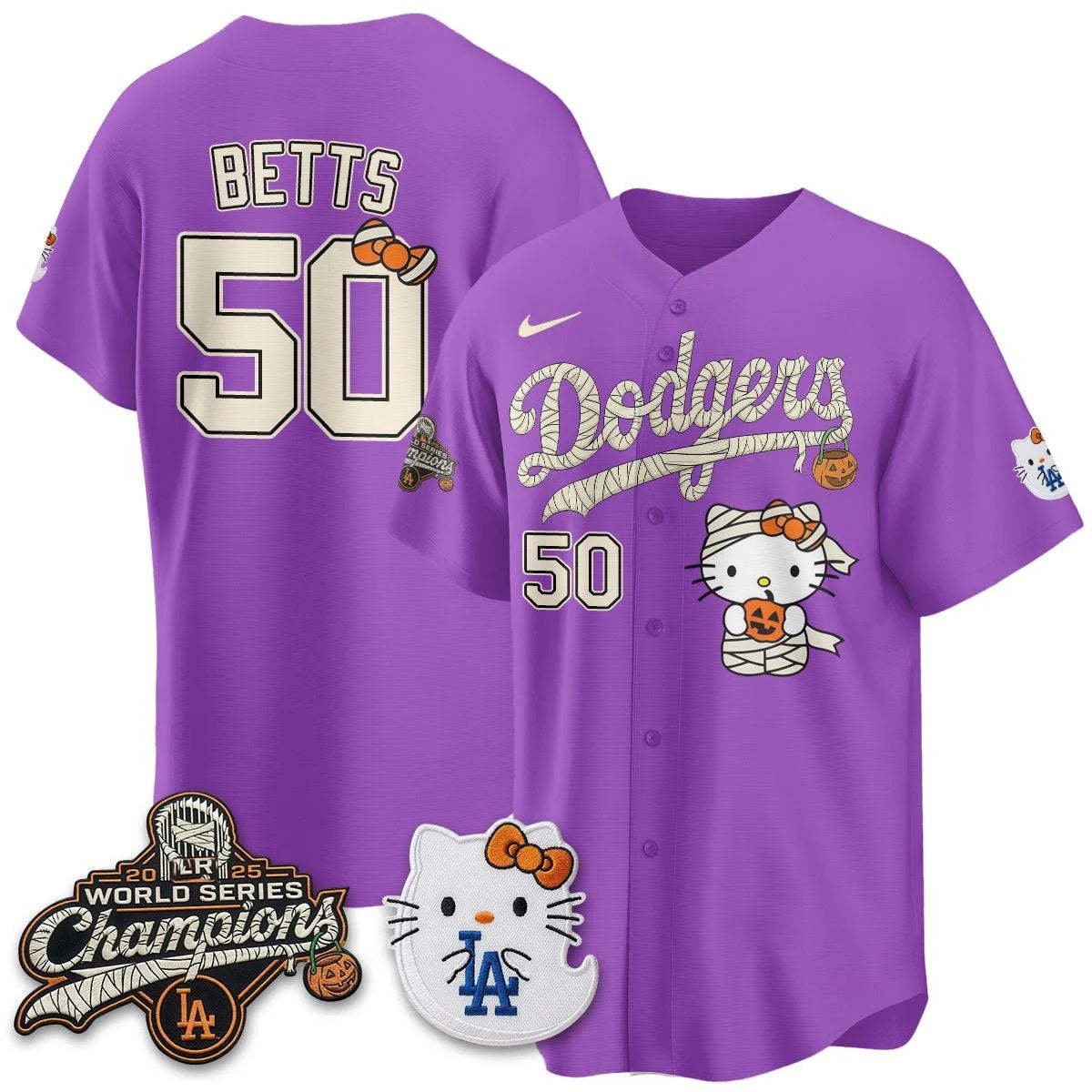 Los Angeles Dodgers #50 Mookie Betts Purple Thaam Halloween 2026 Vapor V2 Stitched Jersey