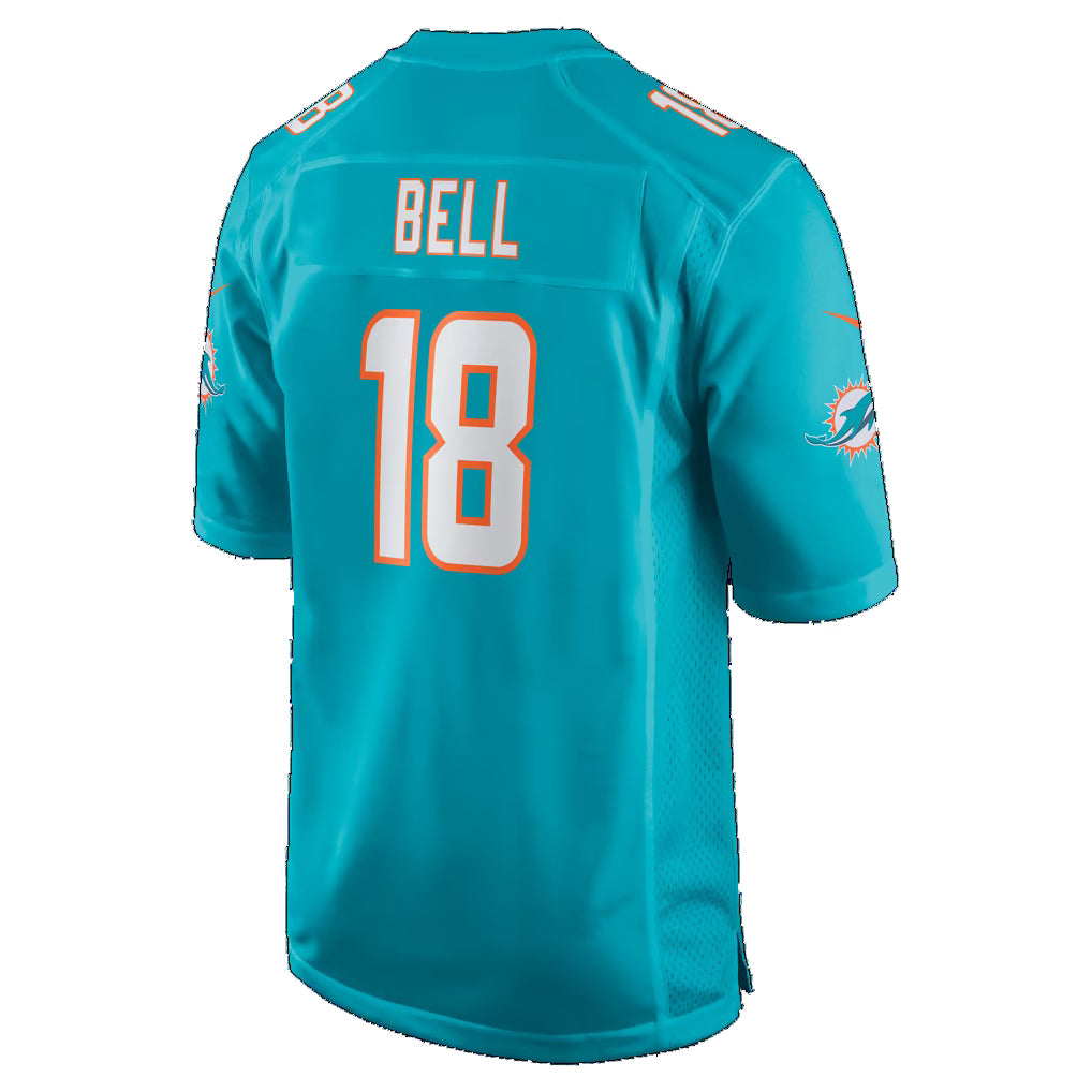 M.Dolphins #18 Chris Bell Aqua Thaam Game Jersey