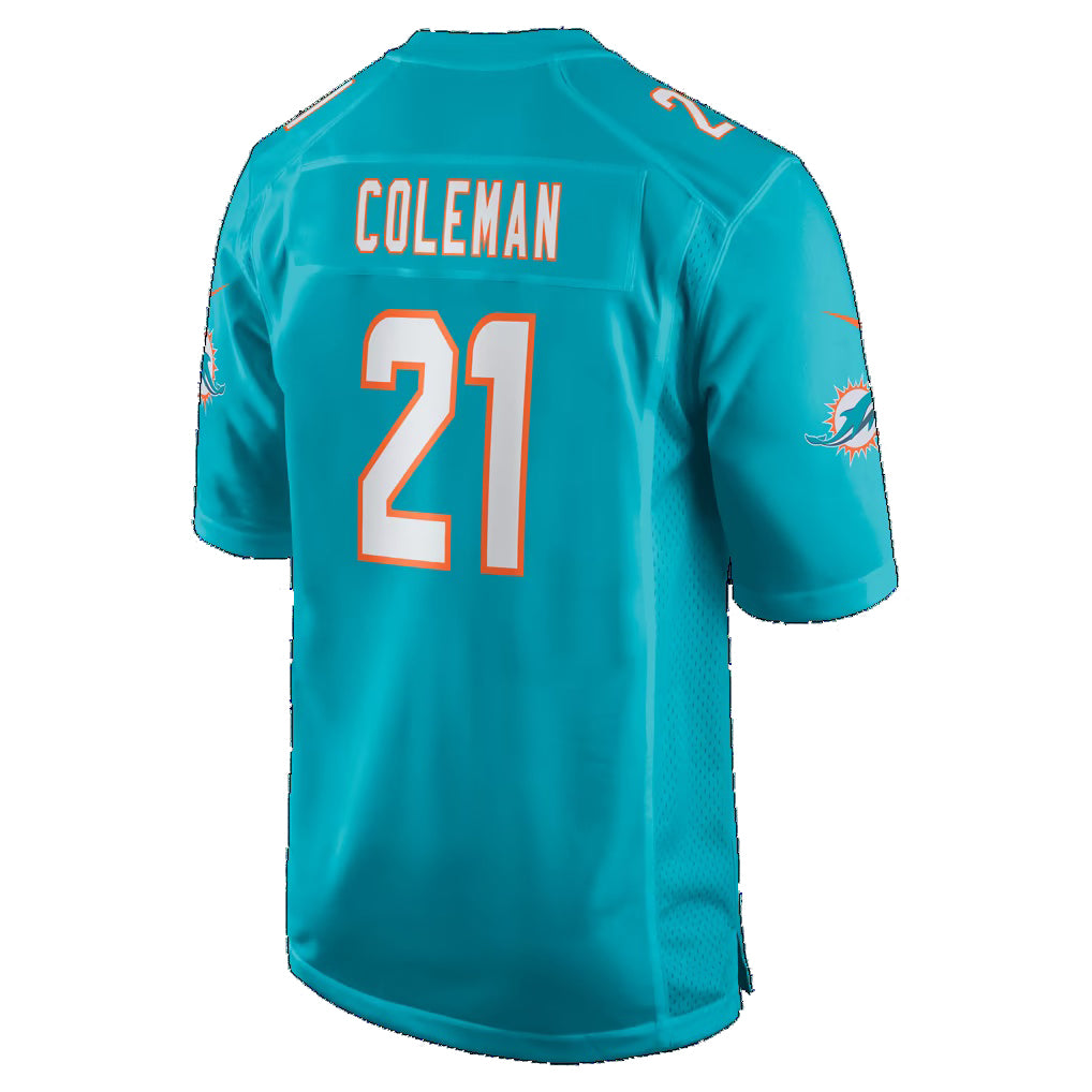 M.Dolphins #21 Kevin Coleman Aqua Team Game Football jersey Thaam
