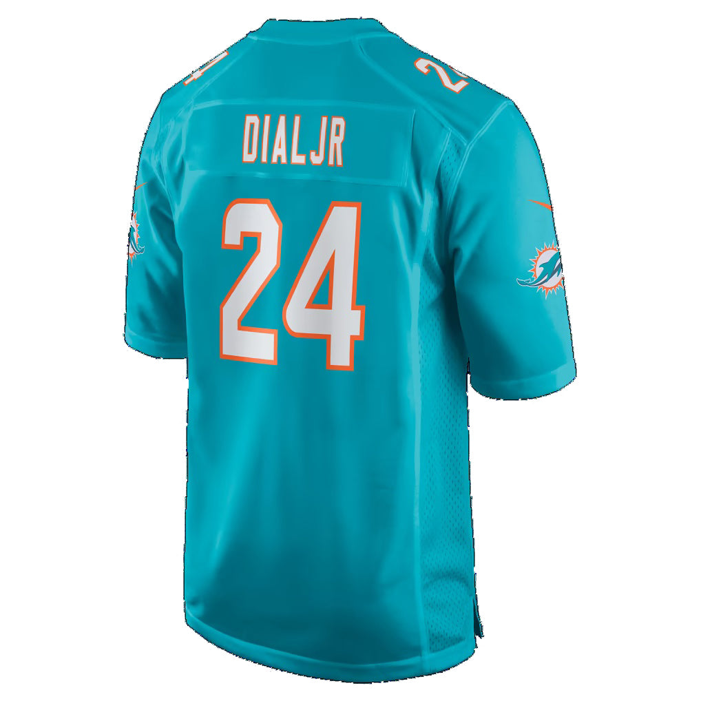 M.Dolphins #24 Marcellas Dial Jr. Aqua Team Game Football jersey Thaam