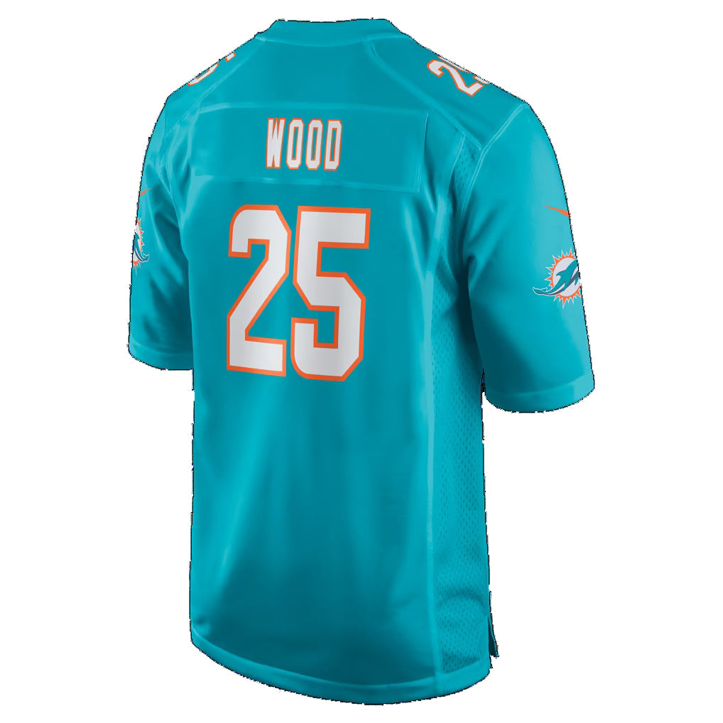 M.Dolphins #25 Julius Wood Aqua Team Game Football jersey Thaam