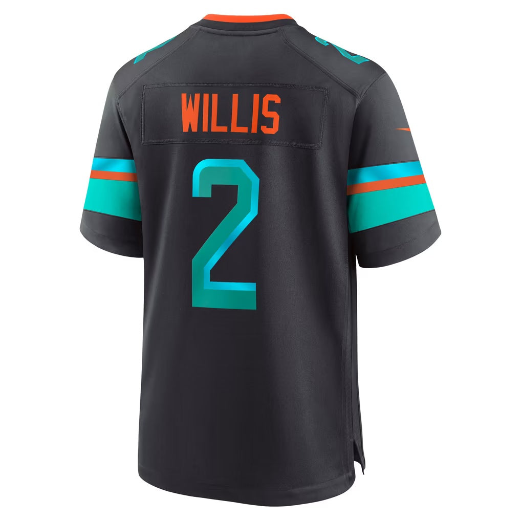 M.Dolphins #2 Malik Willis Pitch Blue Thaam Rivalries Collection Game Jersey