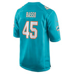 M.Dolphins #45 Luke Basso Aqua Thaam Team Game Jersey