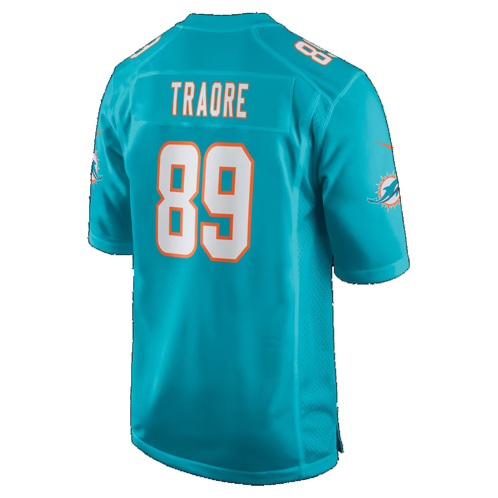 M.Dolphins #89 Seydou Traore Aqua Team Game Football jersey Thaam