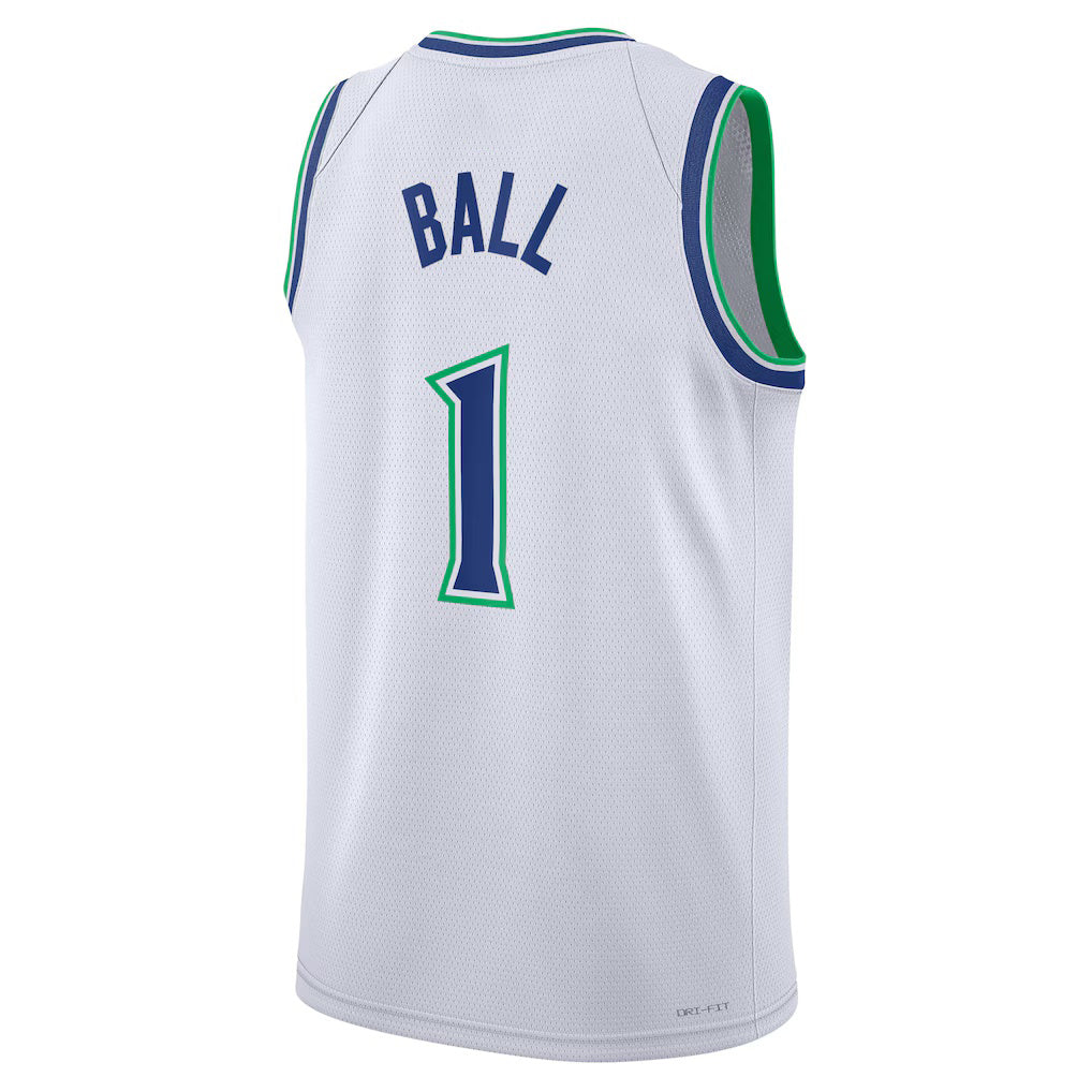 M.Timberwolves #1 LaMelo Ball White Association Edition Swingman Basketball Jersey THAAM
