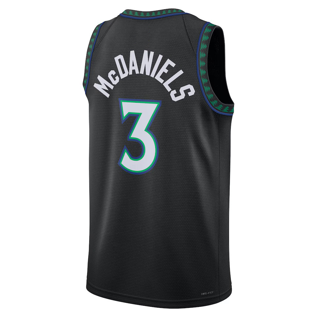 M.Timberwolves #3 Jaden McDaniels Black Statement Edition Swingman Basketball Jersey THAAM