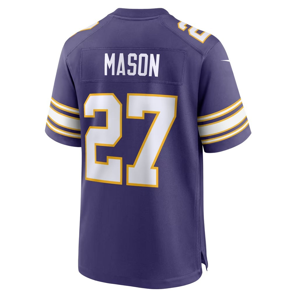 MN.Vikings #27 Jordan Mason Purple Alternate Classic Game Football jersey Thaam