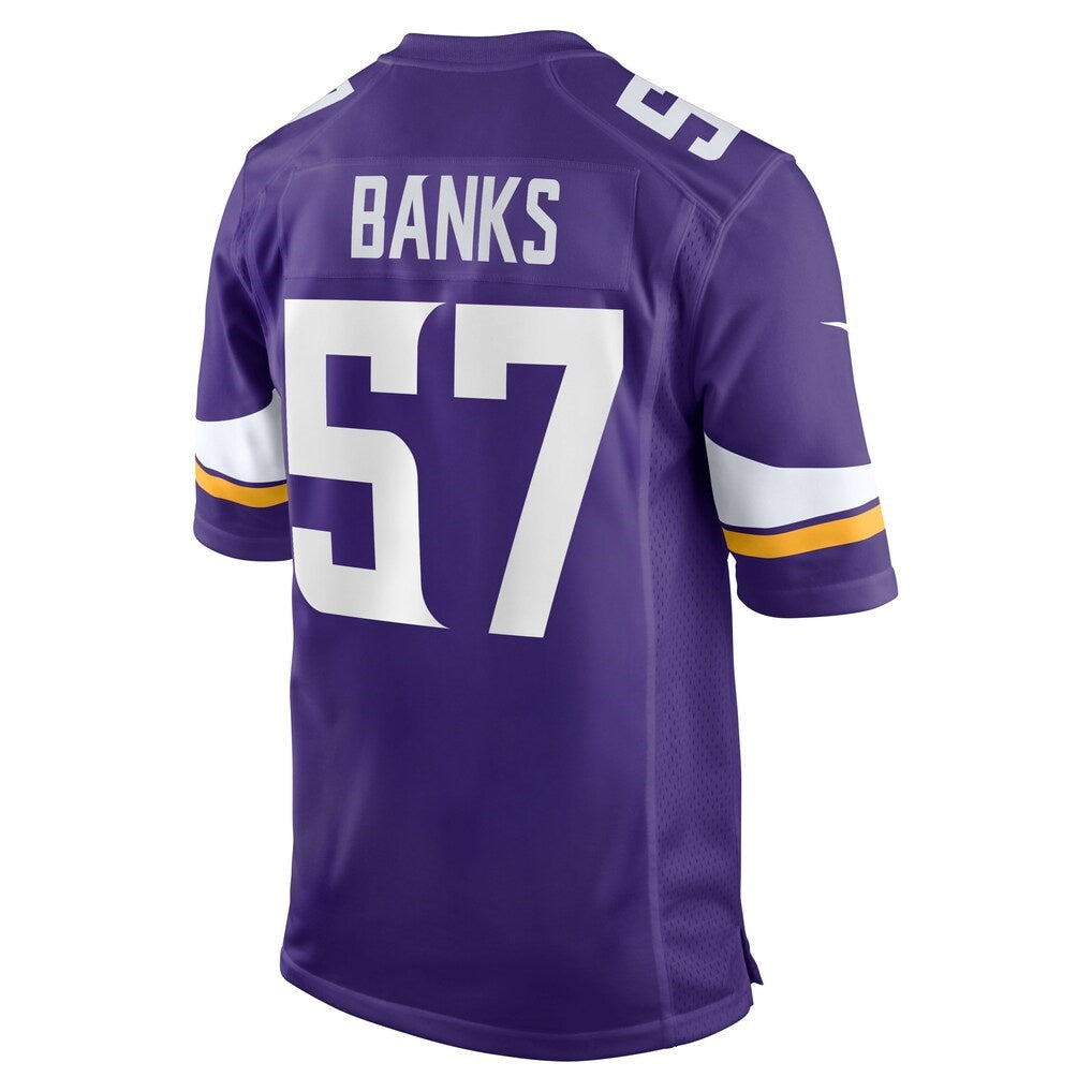 MN.Vikings #57 Keshawn Banks Purple Team Game Jersey THAAM