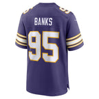 MN.Vikings #95 Caleb Banks Purple Alternate Classic Game Football jersey Thaam