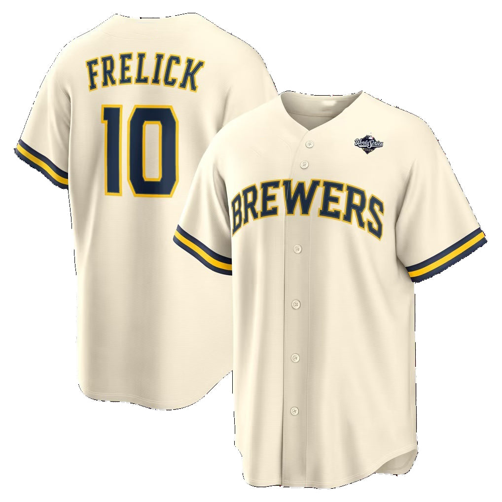 Milwaukee Brewers #10 Sal Frelick Cream 2026 World Series Home Replica Jersey THAAM