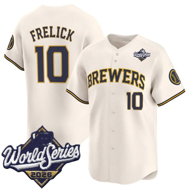 Milwaukee Brewers #10 Sal Frelick Cream 2026 World Series Limited Stitched Jersey THAAM