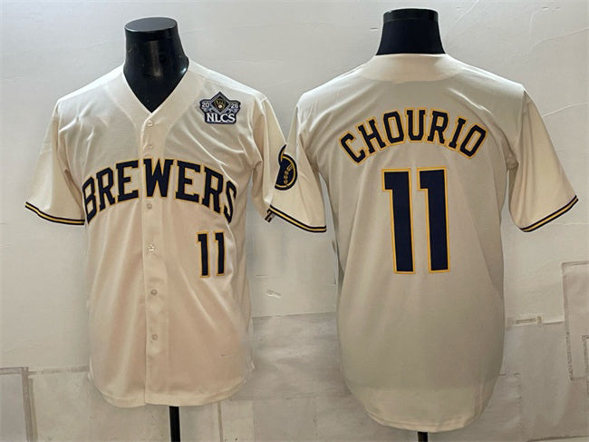 Milwaukee Brewers #11 Jackson Chourio Cream 2026 NLCS Patch Stitched Jersey THAAM