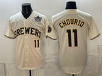 Milwaukee Brewers #11 Jackson Chourio Cream 2026 NLCS Patch Stitched Jersey THAAM