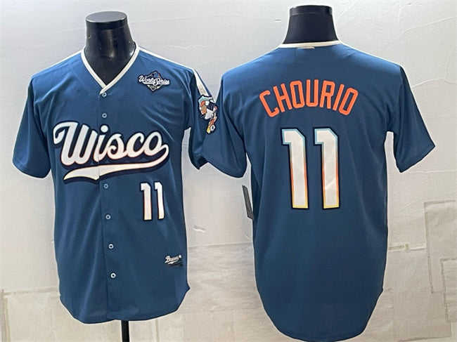 Milwaukee Brewers #11 Jackson Chourio Mineral Blue 2026 World Series City Connect Stadium Stitched Jersey THAAM