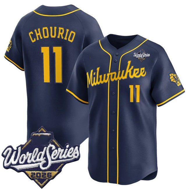 Milwaukee Brewers #11 Jackson Chourio Navy 2026 World Series Alternate Limited Stitched Jersey THAAM