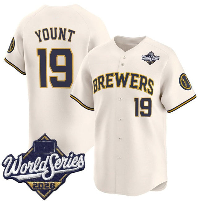 Milwaukee Brewers #19 Robin Yount Cream 2026 World Series Limited Stitched Jersey THAAM