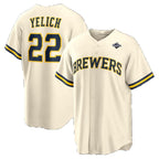 Milwaukee Brewers #22 Christian Yelich Cream 2026 World Series Home Replica Jersey THAAM