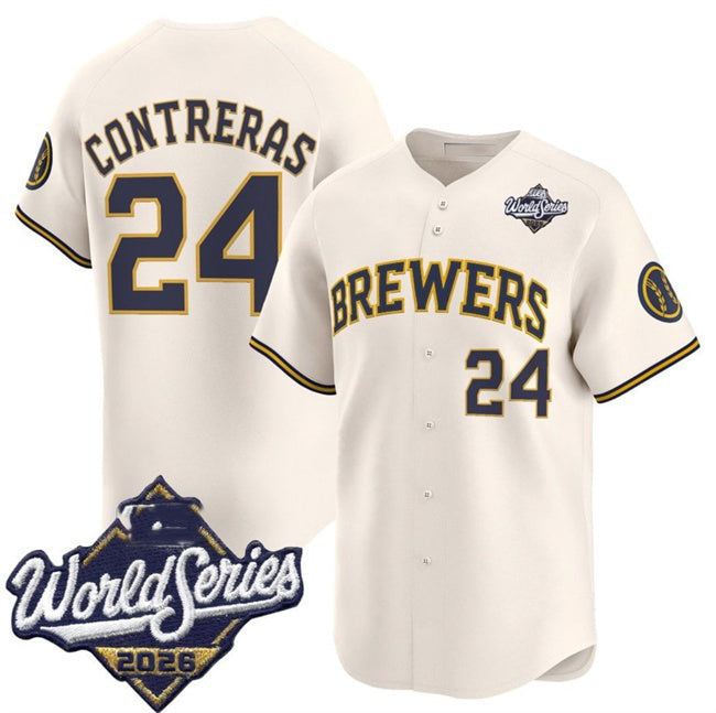 Milwaukee Brewers #24 William Contreras Cream 2026 World Series Limited Stitched Jersey THAAM