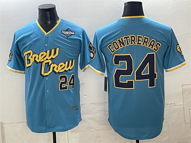 Milwaukee Brewers #24 William Contreras Powder Blue 2026 World Series City Connect Limited Stitched Jersey THAAM