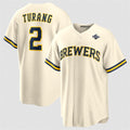 Milwaukee Brewers #2 Brice Turang Cream 2026 World Series Cool Base Stitched Jersey THAAM