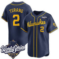 Milwaukee Brewers #2 Brice Turang Navy 2026 World Series Alternate Limited Stitched Jersey THAAM