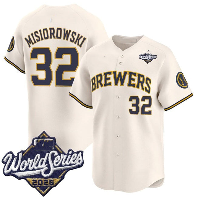 Milwaukee Brewers #32 Jacob Misiorowski Cream 2026 World Series Limited Stitched Jersey THAAM