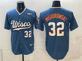 Milwaukee Brewers #32 Jacob Misiorowski Mineral Blue 2026 World Series City Connect Stadium Stitched Jersey THAAM