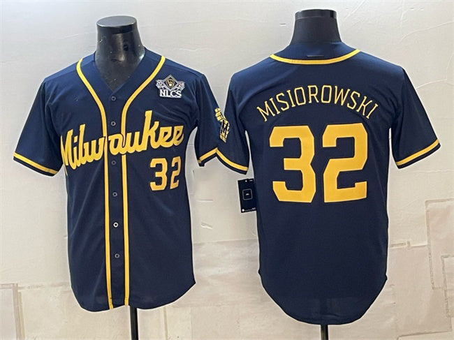 Milwaukee Brewers #32 Jacob Misiorowski Navy 2026 NLCS Patch Stitched Jersey THAAM