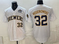 Milwaukee Brewers #32 Jacob Misiorowski White 2026 NLCS Patch Stitched Jersey THAAM