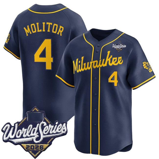 Milwaukee Brewers #4 Paul Molitor Navy 2026 World Series Alternate Limited Stitched Jersey THAAM